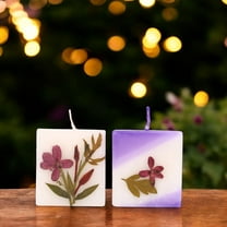 Handcrafted Pillar Candle Set with Jasmine, Sandalwood & Natural Dried Flowers