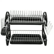 Kitchen Dish Drainer, 2 Layers Dish Drying Rack for Kitchen, Black