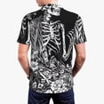 thumbnail image 6 of Salouo Gothic Skull Floral Art for Men's Short Sleeve Polo Shirts,Polo Shirts for Men Performance Short Sleeve Golf Shirt Athletic Casual Collared T-Shirt-4X-Large, 6 of 8
