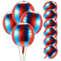 MLINS 10 Pcs Carnival Striped Balloons Rainbow Theme Round Aluminum Film