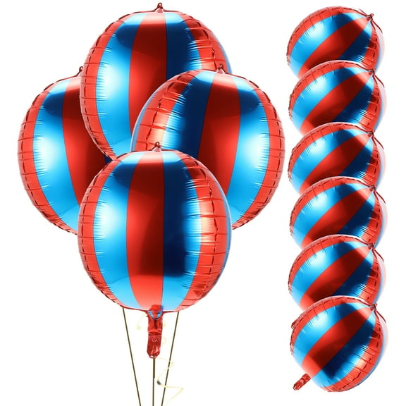 MLINS  10 Pcs Carnival Striped Balloons Rainbow Theme Round Aluminum Film