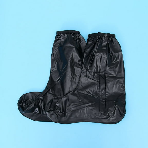 KALLORY High-Tube Rain Boots 1 Pair Black Non-Slip Rubber for Men in Xxl Size with Zippered Closure