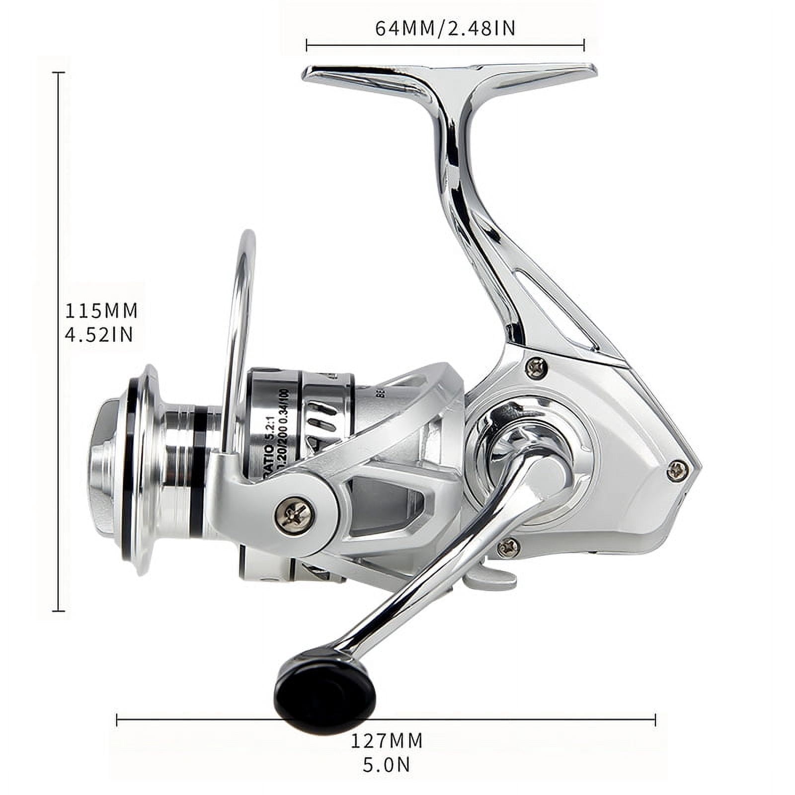 HAUT TON Fishing reel 4000/5000/6000/7000 Metal Spinning Reel ,5.2:1Gear Ratio 10-17KG Drag system, Rubber Handl