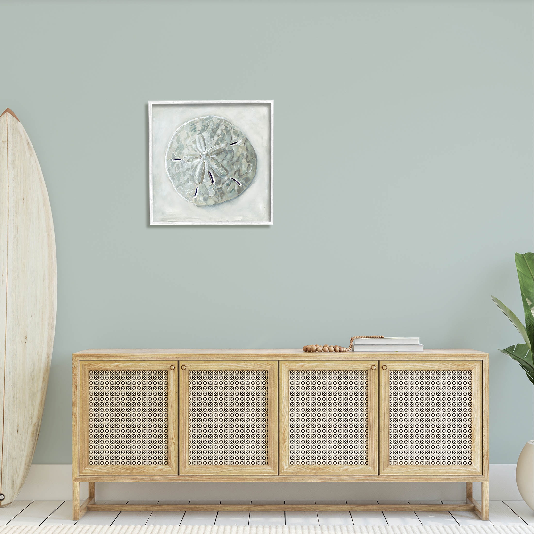 Stupell Industries Sand Dollar Seashell Painting White Framed Art Print Wall Art, Design by Erica Christopher