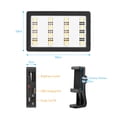 thumbnail image 4 of Luz LED Mcoplus LUX-1600 para video, 16 LEDS, 5500K CRI95+, ajuste de brillo, 3 filtros de color, batería recargable 2200mAh, compatible con cámaras y teléfonos. ¡Perfecta para iluminación, 4 of 6