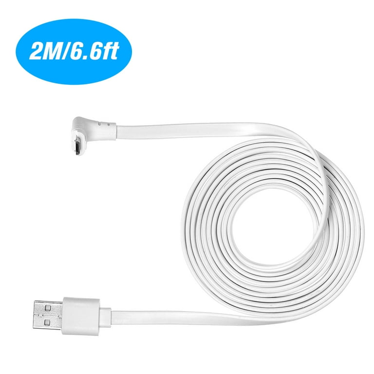 Site line Gør det ikke kromatisk Charging Power Cable Fits Weatherproof Indoor/Outdoor Flat Cable Aluminium  Alloy Micro USB Cable Charging/Power Cord for Arlo Pro, Arlo Pro 2, Arlo  GO/ Light without Plug,1 Pack (White), 2M/6.6ft - Walmart.com