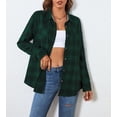 thumbnail image 2 of Alex Vando Plaid Flannel Shirts for Women Long Sleeve, Oversized Womens Casual Flannel Button Down Shirts Blouses Tops,GreenBlack XXL, 2 of 6