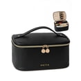 thumbnail image 1 of Bolsa de maquillaje Prite de gran capacidad impermeable con asa negra, 1 of 7