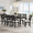 Grey, variant on Merluxy Farmhouse Upholstered Dining Chairs Set of 8, Curved Backrest, Padded Seat, Solid Wood Legs, Dark Brown
