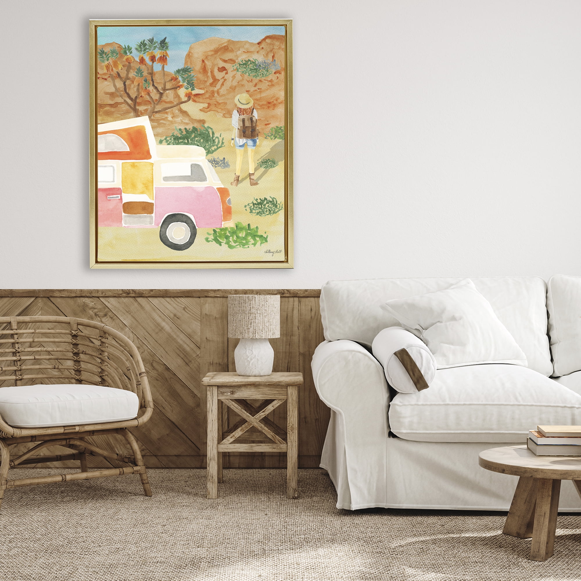 Stupell Industries Mojave Desert Road Trip Gold Framed Floater Canvas Wall Art, design by Hillary Holt