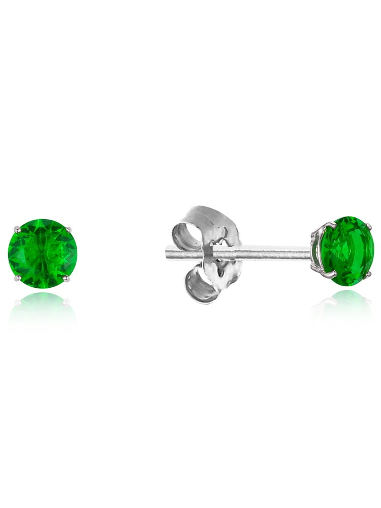 Sterling Silver Rhodium Plated 3mm Cubic Zirconia Stud Friction Post Girls Pushback Earrings