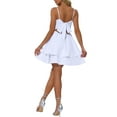 thumbnail image 3 of INSPIRE CHIC Spaghetti Straps Dress for Women's Backless Bow Tiered Ruffle A-Line Mini Party Dresses XS White, 3 of 6