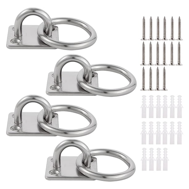 4 PCS M6 Placa de ojal con anillo Acero inoxidable 304 Gancho de techo resistente Capacidad de 70 kg Ganchos de montaje en pared para columpios de sacos de arena cierta diferencia de color, dependien TUNC Sencillez