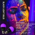 thumbnail image 2 of UV LED Black Light Bulbs 2 Pack, A19 E26 9W Blacklight Bulb for Glow in The Dark, UVA Level 385-400nm, Blacklight Light Bulbs for Parties Body Paint Fluorescent Poster Pet Stains, 2 of 7