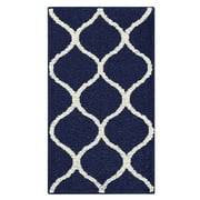 Mainstays Transitional Fretwork Navy Blue Tufted Area Rug, 1'8"x2'10"