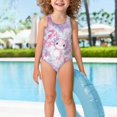 thumbnail image 3 of Uorisanigo Kids Bathing Suits for Girls Size 11-12 One Piece Cross Shoulder Strap Swimming Suits Quick Dry Summer Vacation Swimwear, Cute Axolotl, 3 of 7