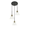thumbnail image 5 of Indoor Modern Home Decorative Bright Ceiling Histoire 3 Light Brass and Black Pendant, 5 of 7