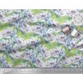 thumbnail image 2 of Soimoi Green Viscose Chiffon Fabric Leaves & Blooming Camellias Floral Printed Craft Fabric by the Yard 42 Inch Wide, 2 of 3