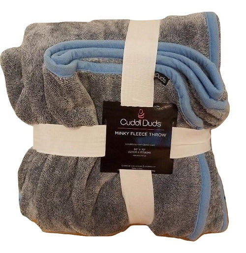Cuddl Duds Minky Fleece Throw 50"X70" BLUE