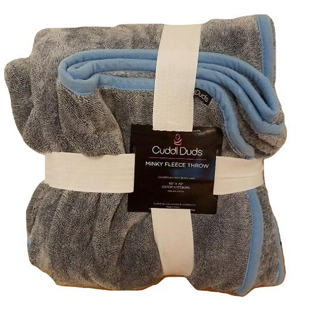 Cuddl Duds Minky Fleece Throw 50"X70" BLUE