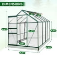 thumbnail image 3 of EAGLE PEAK 6x8 Outdoor Patio Walk-in Greenhouse, Polycarbonate Aluminum Greenhouse with Adjustable Roof Vent, Base and Anchor, Dark Green, 3 of 9
