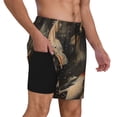 thumbnail image 2 of Rateoe Koi Fish Tranquility Pattern Men’s Swim Shorts with Compression Liner – Double-Layered Quick-Dry Swimwear, Comfortable & Stretchy Beach Shorts-Large, 2 of 6