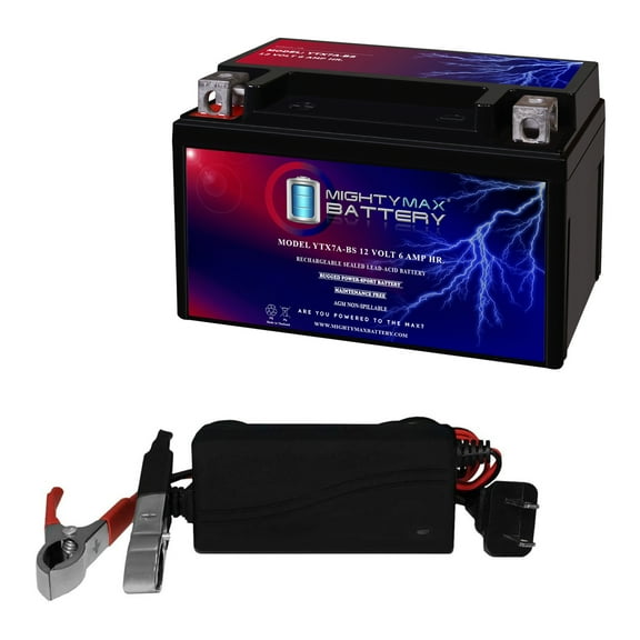 YTX7A-BS 12 VOLT 6AH MOTORCYCLE BATTERY   12V 1AMP CHARGER
