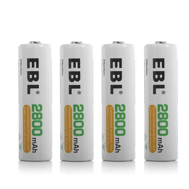 EBL 4Pack 1.2v AA Battery 2800mAh NiMH Rechargeable Batteries