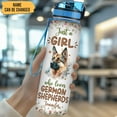 thumbnail image 2 of Personalized German Shepherd Dog Lovers 32 Oz 1Liter Motivational Water Bottle With Time Marker, Just A Girl Who Loves Dogs, Animal Lovers Gifts For Women, Girl On Birthday, Christmas, 2 of 5
