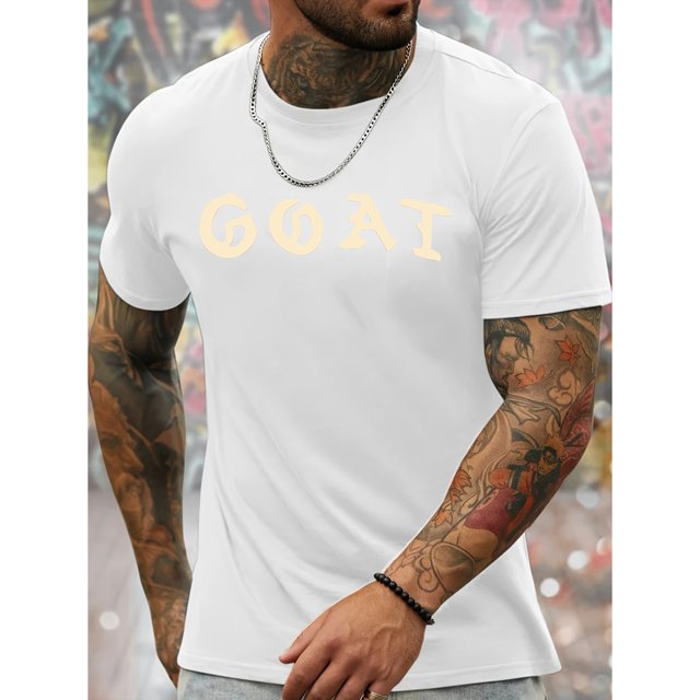 GOAT Print Tees For Men, Casual Quick Drying Breathable T-Shirt, Short Sleeve T-shirt For Running Training, Spring And Summer
