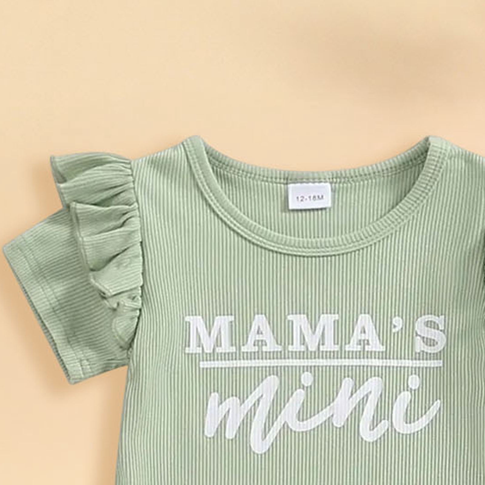Faraee Baby Girl Clothes Summer Knit Ruffle Short Sleeve T-Shirt Tee Flare Pants Set 2Pcs Toddler Bell-Bottoms Outfits 12 18 24 Months 2t 3t 4t 5t Green