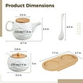 thumbnail image 4 of Ceramic Sugar and Creamer Set, Includes 11.8 oz Creamer Pitcher and 7.4 oz Sugar Bowl, Coffee Bar Serving Set with Wooden Tray & Lid, Porcelain Spice Container Set for Home Kitchen, 4 of 5
