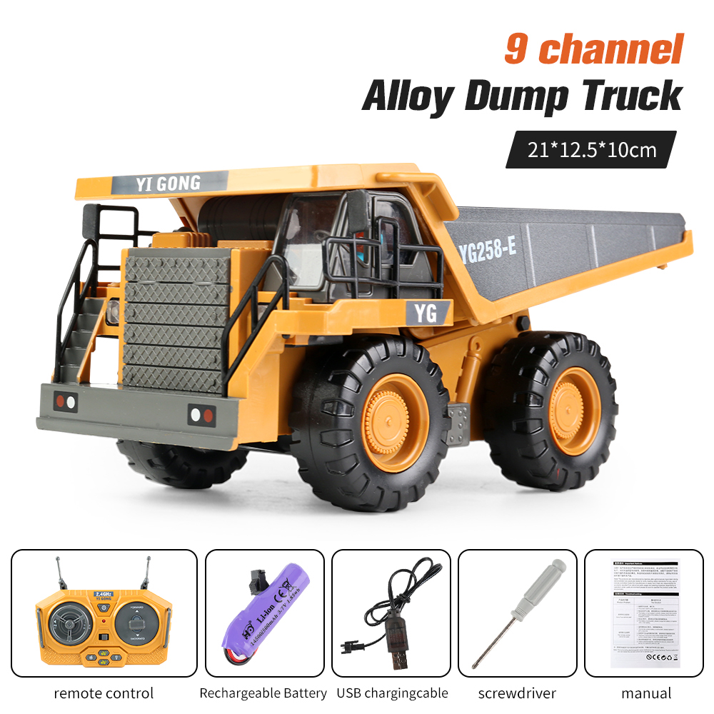 SKYMONSTER 1047  Children 2.4G 9CH Remote Control  Model Car Toys Dump Truck  Vehicle Christmas Birthday Gifts1 Battery