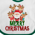 thumbnail image 4 of Inktastic Merry Christmas Santa Reindeer Boys or Girls Baby Bib, 4 of 4