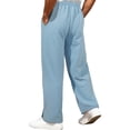 thumbnail image 4 of TANBOM Men's Straight Leg Relaxed Fit Casual Drawstring Polyester Pants Light Blue 1-Pack M, 4 of 4