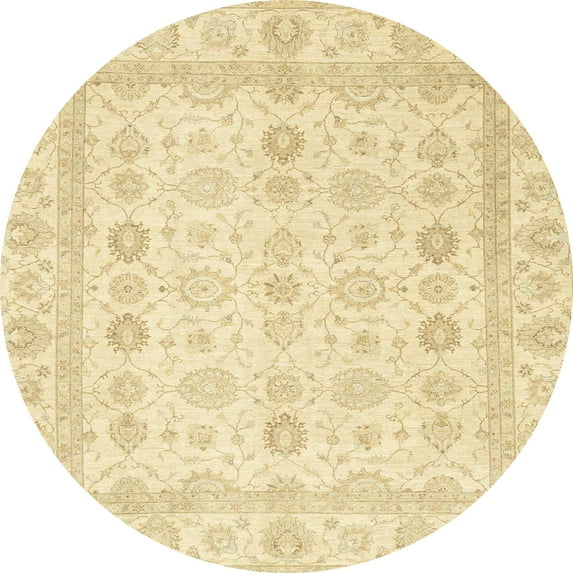 Ahgly Company Indoor Round Abstract Sun Yellow Oriental Area Rugs, 3' Round