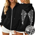 thumbnail image 2 of Enjoytime Zip Up Hoodie Women Back Print Long Sleeve Sweatshirt Fall Winter Fashion Trendy Casual Jacket with Pockets, 2 of 7