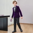 thumbnail image 5 of GiLiling Toddler Boy Velvet Formal Suit 5 Piece Outfit Dress Shirt Jacket Pants and Bowtie for Wedding Events (Purple, 5-6 Years), 5 of 7