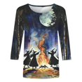 thumbnail image 4 of Raeneomay 3/4 Length Sleeve Womens Tops Halloween Day Round Neck T-Shirt Loose Top, 4 of 5
