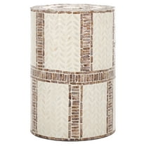 Safavieh Keary Round Solid Wood Accent Table in White / Gold