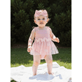 thumbnail image 4 of Rovasas Baby Girl Romper Dress Sleeveless Embroidery Jumpsuit Headband, 4 of 9