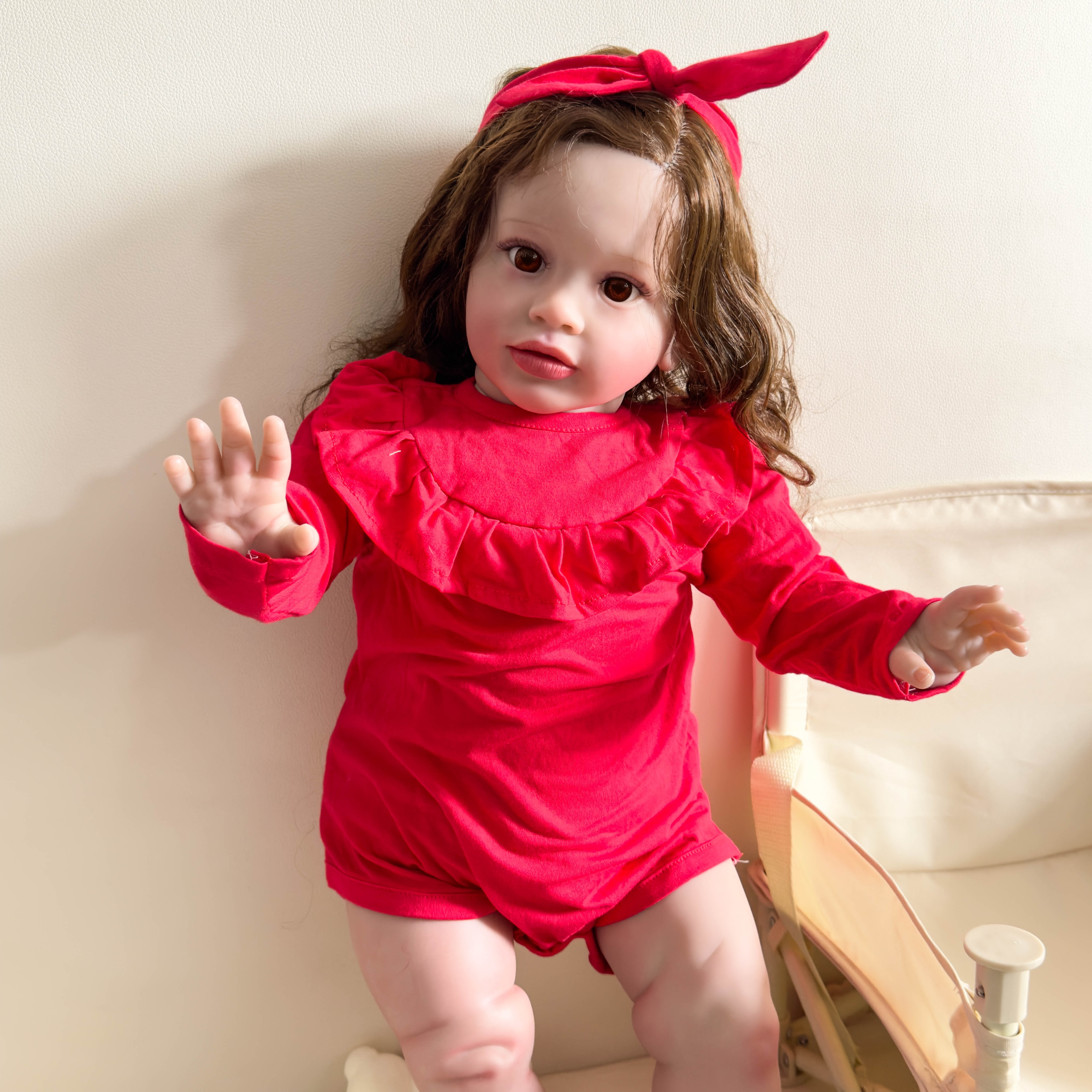 iCradle Lifelike Reborn Baby Dolls Girl - 26 inch Realistic Toddler Girl Brown Eyes Real Life Standing Bebe Toy Xmas Birthday Gift for Kids 3+