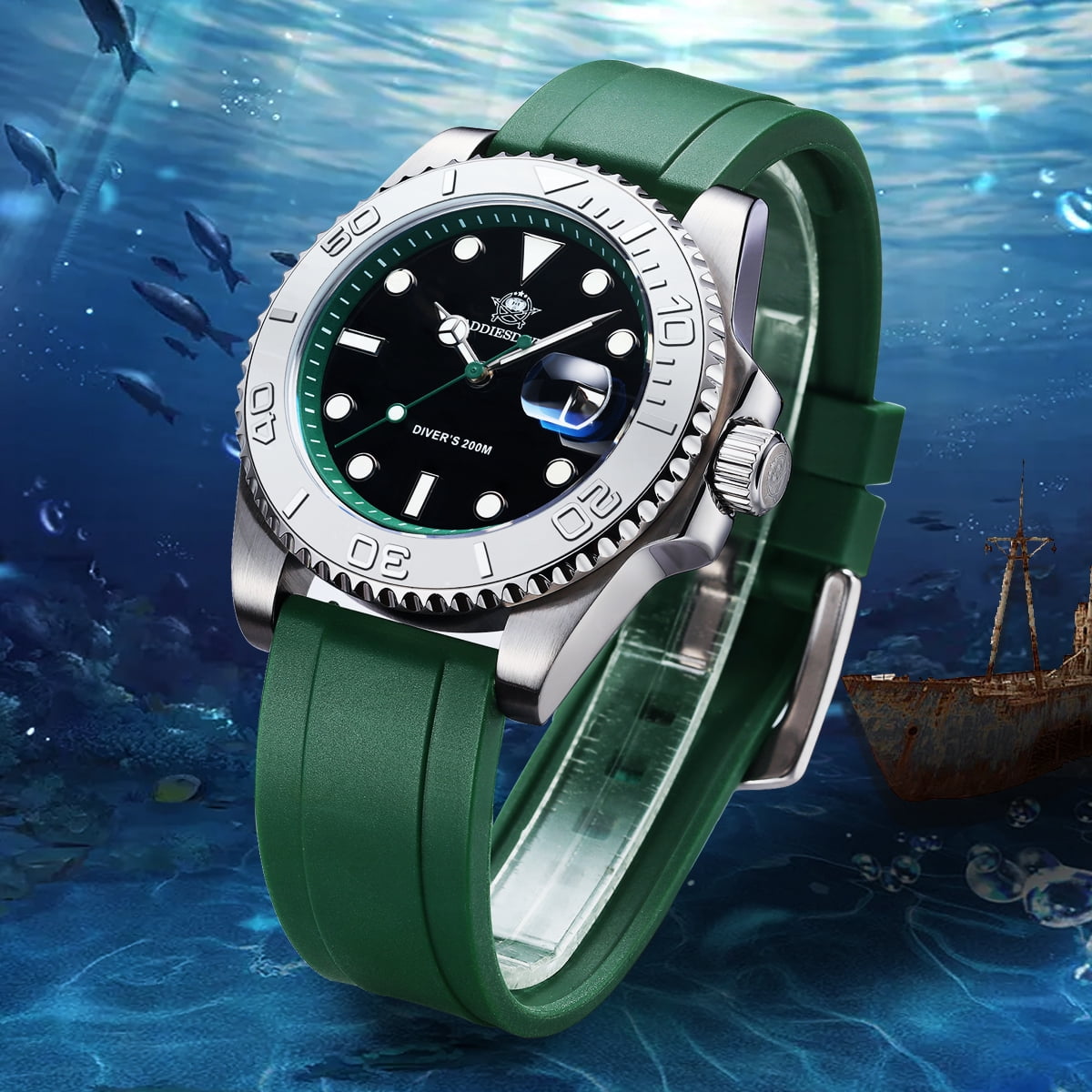 ADDIESDIVE Men's Dive Watch - 200M Water Resistant, Japanese Quartz Movement, Ceramic Bezel & Super Luminous Quartz Watches for Men