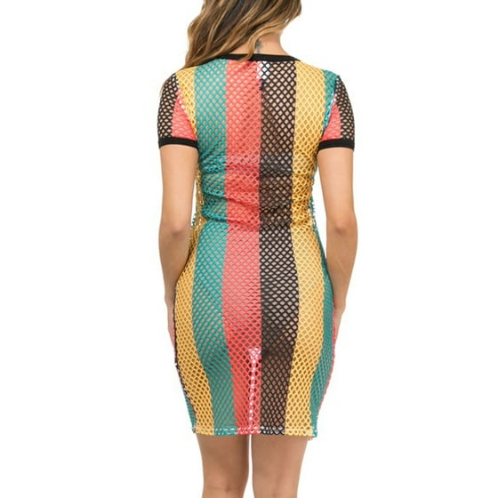 Genx Womens Fishnet Rasta Jamaica Cover Up Tunic Dress Genx Womens Fishnet Rasta Jamaica Cover Up Tunic Dress Kd8710