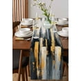 thumbnail image 4 of Modern Building Table Runner Cotton Linen 36 Inch Holiday Dresser Scarves, Chic Retro Abstract City Oil Painting Tablerunner for Kitchen Coffee Dining Bedroom Dinner Scarf Décor 13''x36'', 4 of 9