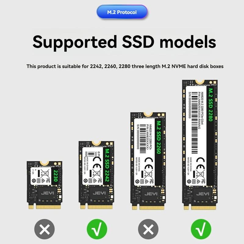 20Gbps M.2 SSD Enclosure with Cooling Fan USB-C 3.1 Dual Protocol High-Speed External Hard Drive Case for 2242 2260 2280