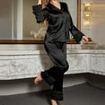 thumbnail image 3 of Tnhcen Long-Sleeve Silk Satin Pajama Set With A Button-Down Design, Perfect As Loungewear And Featuring A Convenient Pocket., 3 of 5