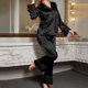 thumbnail image 4 of Pajama de Manga Larga para Mujer Turndown Collar Ropa de Casa Sexy Blusa Pantalones Conjunto de Sueño, 4 of 6