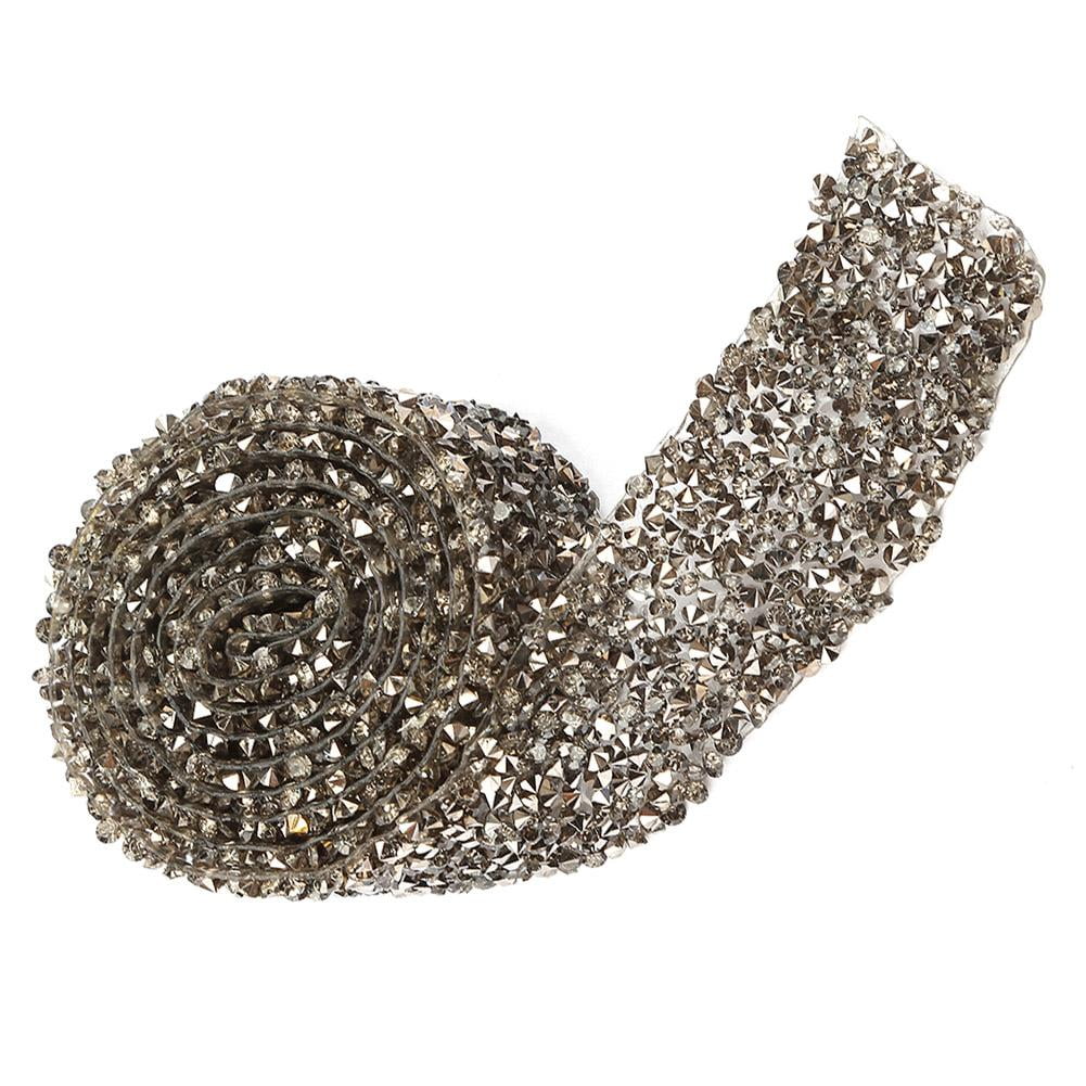 Sparkling Rhinestone Ribbon Roll - Gold Crystal Mesh Wrap For Wedding Decor & Craft Projects (1 Yard)