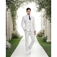 thumbnail image 3 of XUELC Men's Vintage Linen Suit Men's Casual Wedding Suit Slim Three-Piece Jacket Blazer Vest Pants, 3 of 7